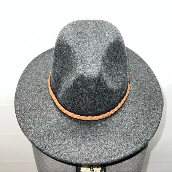 ‎Frye Braided Crown Heather Grey Felt Fedora Hat main image 5